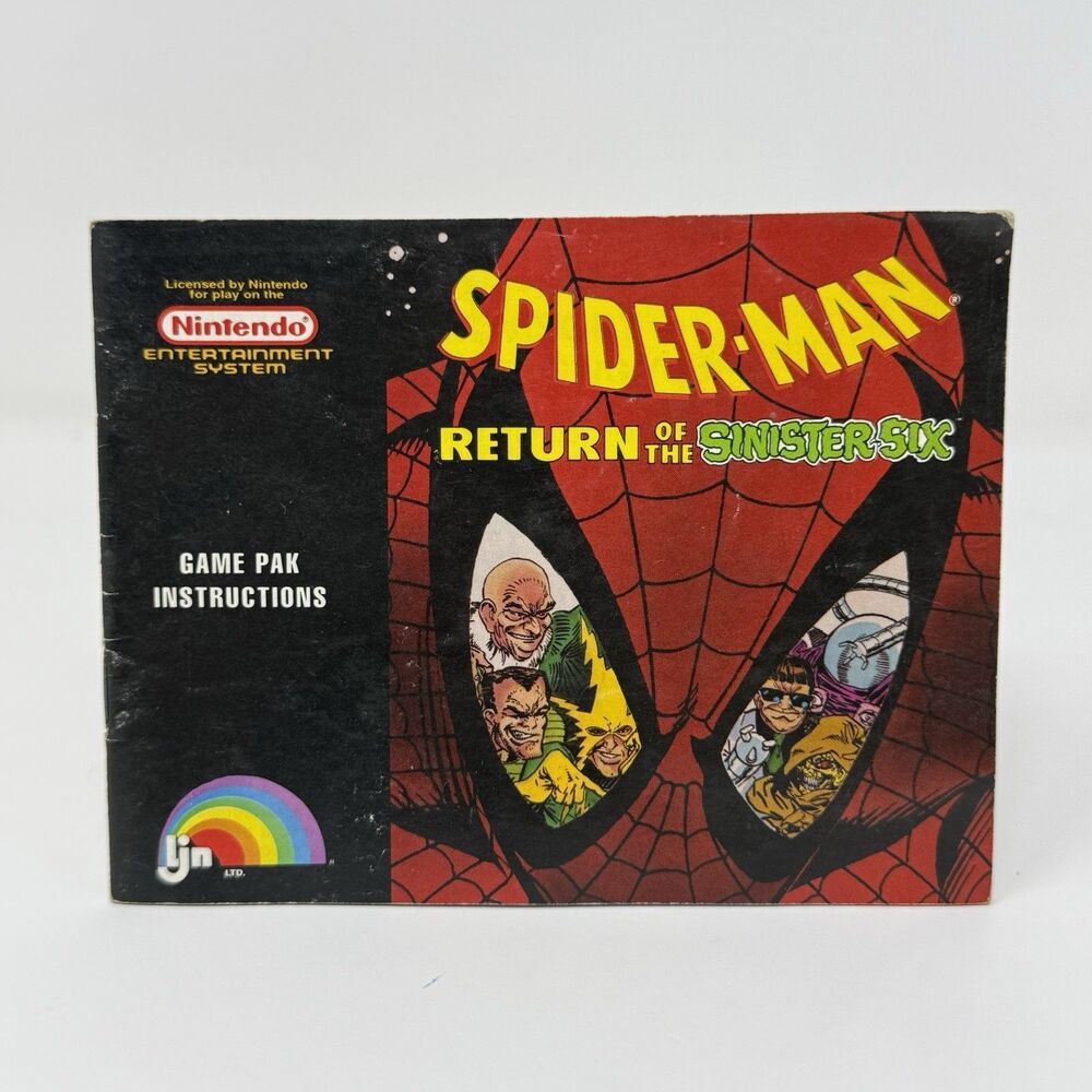 Spider Man Return of the Sinister Six Nintendo NES Manual Only No Game